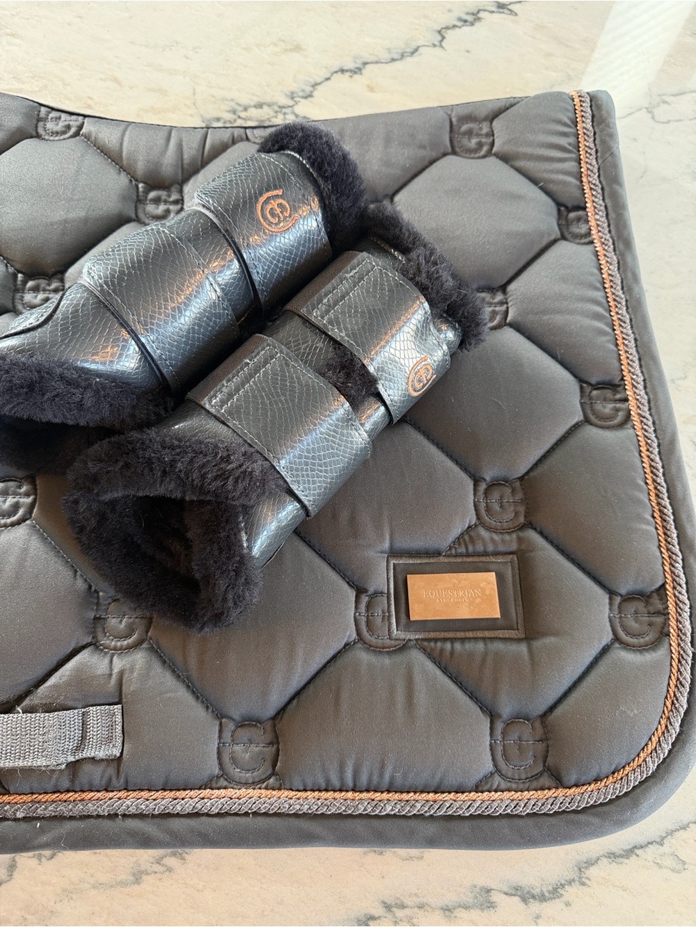Equestrian Stockholm Fleece Lined Dark Grey Brushing Boots - Medium - Picture 12 of 12